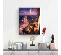 Landscape Paint by Numbers Kit for Adults, Eiffel Tower Paint by Number Kits on Canvas Without Frame, DIY Acrylic Arts and Crafts for Adults Beginners, for Home Wall Decor, Gifts 24x36in PjY3835 W-1