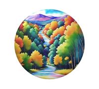 Landscape Paint Round Badge - Durable Tinplate Design With Full Single-Sided Print, Perfect For Custom Gifts & Apparel Decoration