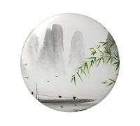 Landscape Painting Custom 6cm Pin Badge-Iron Tinplate Material,Glossy Laminated,Single Sided Print-for Jackets,Bags
