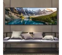 Landscape Painting Lake Forest Mountain Scenery Painting Large Prints On Canvas Pictures Wall Art Decor Posters Bedroom Prints Picture 20x60cm Unframed