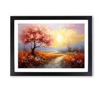 Landscape Palette Knife No.2 Framed Print | A2 Black Framed Wall Art | Ready to Hang | Modern Nature Picture | Living Room Bedroom Lounge Office