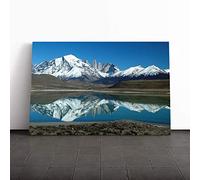 Landscape Patagonia Argentina Lake and Mountain Canvas Print | Gallery Wrapped 30mm Frame Wall Art | 20x14 inches | Ready to Hang | Contemporary Landscape Picture | Living Room Bedroom Lounge Office
