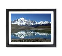 Landscape Patagonia Argentina lake & Mountain Modern Framed Wall Art Print, Ready to Hang Picture for Living Room Bedroom Home Office Décor, Black A3 (46 x 34 cm)