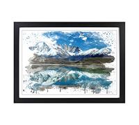 Landscape Patagonia Argentina Lake & Mountain V3 Framed Print | A2 Black Framed Wall Art | Ready to Hang | Modern Landscape Picture | Living Room Bedroom Lounge Office