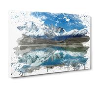 Landscape Patagonia Argentina lake & Mountain V3 Modern Canvas Wall Art Print Ready to Hang, Framed Picture for Living Room Bedroom Home Office Décor, 24x16 Inch (60x40 cm)