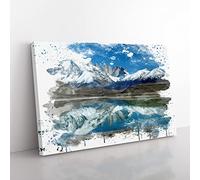 Landscape Patagonia Argentina lake & Mountain V3 Modern Canvas Wall Art Print Ready to Hang, Framed Picture for Living Room Bedroom Home Office Décor, 76x50 cm (30x20 Inch)