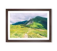 Landscape Pathway to The Mountain Ridge Framed Print | A2 Walnut Framed Wall Art | Ready to Hang | Modern Landscape Picture | Living Room Bedroom Lounge Office