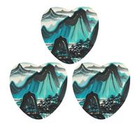 Landscape Patterns Car Air Freshener, 3 Pcs Love form Hanging Air Freshener Cards, Long Lasting Fragrance Scented Cards for Car, Home, Office Black-style