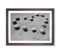 Landscape Pebbles Beach Heart of Love No.1 Modern Framed Print | A4 Walnut Framed Wall Art | Ready to Hang | Modern Love Picture | Living Room Bedroom Lounge Office