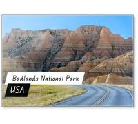 Landscape Photography of Eroded Hills & Mountains at Badlands National Park, Fridge Magnet