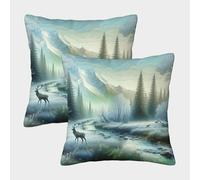 Landscape Pillow Cases 2 Pack Cozy Pillowcase Art Cushion Case Polyester Decorative for Couch Livingroom 40x40cm