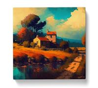 Landscape Post-Impressionism Canvas Print | Gallery Wrapped 30mm Frame Wall Art | 20x20 inches | Ready to Hang | Impressionist Landscape Picture | Living Room Bedroom Lounge Office