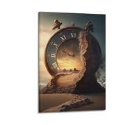 Landscape Poster A Giant Clock in The Desert Decorative Painting Canvas Wall Posters And Modern Family Bedroom Decor 20x30inch(50x75cm)