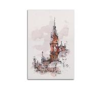 Landscape Poster Abstract Ink Cathedral Tower Poster Modern Wall Art Canvas Aesthetic Decoration Painting 24x36inch(60x90cm) Unframe-style