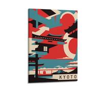 Landscape Poster Kyoto Japan, Ancient Architecture Red Sun.jpg Poster Modern Wall Art Canvas Aesthetic Decoration Painting 16x24inch(40x60cm) Frame-style