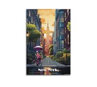 Landscape Poster New York, Street View with Empire State Building.jpg Poster Modern Wall Art Canvas Aesthetic Decoration Painting 08x12inch(20x30cm) Unframe-style
