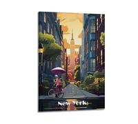 Landscape Poster New York, Street View with Empire State Building.jpg Poster Modern Wall Art Canvas Aesthetic Decoration Painting 20x30inch(50x75cm) Frame-style