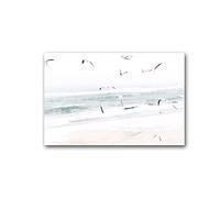 Landscape Poster Seagull Flight Over Coastal Beach Canvas Print Wall Art Ocean Nature Scene Wall Art HD Picture Painting for Modern Home Bedroom Wall Decor (Unframe,Only Canvas, 24"x36"(60x90cm))