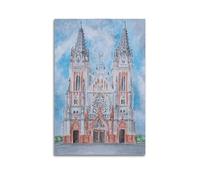 Landscape Poster Watercolor Cathedral with Two Spires Poster Modern Wall Art Canvas Aesthetic Decoration Painting 20x30inch(50x75cm) Unframe-style
