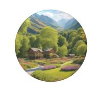 Landscape Printed Round Badge - Durable Tinplate Design With Full Single-Sided Print, Perfect For Custom Gifts & Apparel Decoration