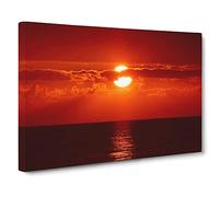 Landscape Red Florida Sunset USA Canvas Print | Gallery Wrapped 30mm Frame Wall Art | 20x14 inches | Ready to Hang | Modern Landscape Picture | Living Room Bedroom Lounge Office