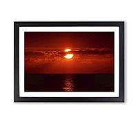Landscape Red Florida Sunset USA Framed Print | A2 Black Framed Wall Art | Ready to Hang | Modern Flag Picture | Living Room Bedroom Lounge Office