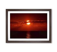 Landscape Red Florida Sunset USA Framed Print | A2 Walnut Framed Wall Art | Ready to Hang | Modern Flag Picture | Living Room Bedroom Lounge Office