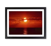 Landscape Red Florida Sunset USA Modern Framed Print | A2 Black Framed Wall Art | Ready to Hang | Modern Flag Picture | Living Room Bedroom Lounge Office