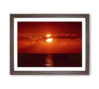 Landscape Red Florida Sunset USA Modern Framed Print | A3 Walnut Framed Wall Art | Ready to Hang | Modern Flag Picture | Living Room Bedroom Lounge Office