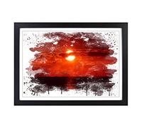Landscape Red Florida Sunset USA V3 Framed Print | A2 Black Framed Wall Art | Ready to Hang | Modern Flag Picture | Living Room Bedroom Lounge Office