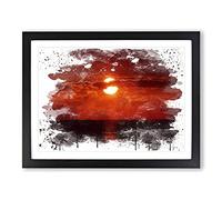 Landscape Red Florida Sunset USA V3 Modern Framed Print | A2 Black Framed Wall Art | Ready to Hang | Modern Flag Picture | Living Room Bedroom Lounge Office
