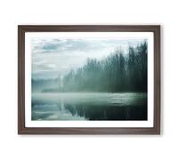 Landscape River Forest No.3 Modern Framed Print | A2 Walnut Framed Wall Art | Ready to Hang | Modern Landscape Picture | Living Room Bedroom Lounge Office