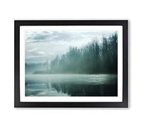 Landscape River Forest No.3 Modern Framed Print | A4 Black Framed Wall Art | Ready to Hang | Modern Landscape Picture | Living Room Bedroom Lounge Office