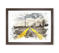 Landscape Road No.2 V3 Modern Framed Print | A4 Walnut Framed Wall Art | Ready to Hang | Modern Nature Picture | Living Room Bedroom Lounge Office