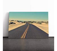 Landscape Road Through The Desert Canvas Print | Gallery Wrapped 30mm Frame Wall Art | 20x14 inches | Ready to Hang | Modern Landscape Picture | Living Room Bedroom Lounge Office