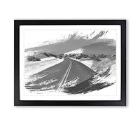 Landscape Road Through the Desert V1 Modern Framed Print | A4 Black Framed Wall Art | Ready to Hang | Modern Landscape Picture | Living Room Bedroom Lounge Office