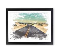 Landscape Road Through the Desert V3 Modern Framed Print | A3 Black Framed Wall Art | Ready to Hang | Modern Landscape Picture | Living Room Bedroom Lounge Office