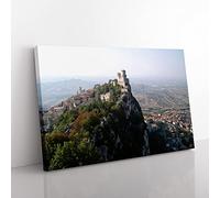 Landscape San Marino Italy Modern Canvas Wall Art Print Ready to Hang, Framed Picture for Living Room Bedroom Home Office Décor, 60x40 cm (24x16 Inch)