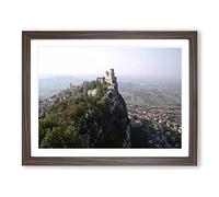 Landscape San Marino Italy Modern Framed Wall Art Print, Ready to Hang Picture for Living Room Bedroom Home Office Décor, Walnut A4 (34 x 25 cm)
