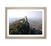 Landscape San Marino Italy Modern Framed Wall Art Print, Ready to Hang Picture for Living Room Bedroom Home Office Décor, Oak A4 (34 x 25 cm)