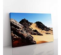 Landscape Sand Libya No.2 Modern Canvas Wall Art Print Ready to Hang, Framed Picture for Living Room Bedroom Home Office Décor, 50x35 cm (20x14 Inch)