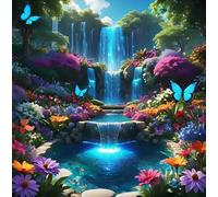 Landscape Scenery Diamond Art Kits for Adults Beginners, 5D DIY Full Round Drill Diamond Painting Kits Waterfall, Paint by Diamonds Dot Gem Art Crystal Flower Easy,Home Wall Decor 13.7X13.7Inch