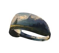 Landscape Scenery Print Non-Slip Elastic Running Headband, Sweat Absorbing Stretchy Hair Bands For Gym Yoga, Soft Skin-Friendly Foldable Workout Headband