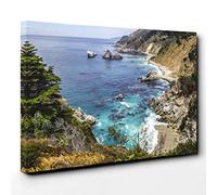Landscape & Seascape Big Sur California (1) Canvas Print | Gallery Wrapped 30mm Frame Wall Art | 30x20 inches | Ready to Hang | Modern Seascape Picture | Living Room Bedroom Lounge Office