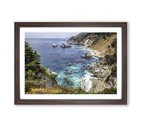 Landscape & Seascape Big Sur California (1) Framed Print | A2 Walnut Framed Wall Art | Ready to Hang | Modern Nature Picture | Living Room Bedroom Lounge Office