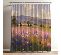 Landscape Shower Curtain Extra Long Shower Curtain 200 x 200 cm / 78 x 78 inch, Soft Polyster Fabric, Quick Dry, 3D HD Printed Includes 12 Plastic Hooks, Durable Bathroom Curtains Tub Lavender Wy-120