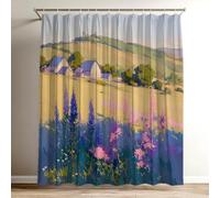Landscape Shower Curtain Waterproof Garden Shower Curtain with Hooks, 3D HD Polyester Waterproof Decoration with 12 Hooks Durable and Washable, Lavender Large Bathroom Curtains 160cm x 200cm Wy-157