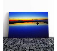 Landscape Silent Sunrise Lake (1) Canvas Print | Gallery Wrapped 30mm Frame Wall Art | 20x14 inches | Ready to Hang | Modern Landscape Picture | Living Room Bedroom Lounge Office