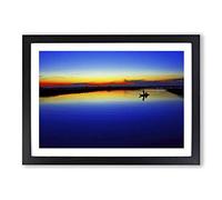 Landscape Silent Sunrise Lake (1) Framed Print | A2 Black Framed Wall Art | Ready to Hang | Modern Landscape Picture | Living Room Bedroom Lounge Office