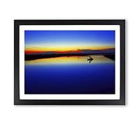 Landscape Silent Sunrise Lake No.1 Modern Framed Print | A4 Black Framed Wall Art | Ready to Hang | Modern Landscape Picture | Living Room Bedroom Lounge Office
